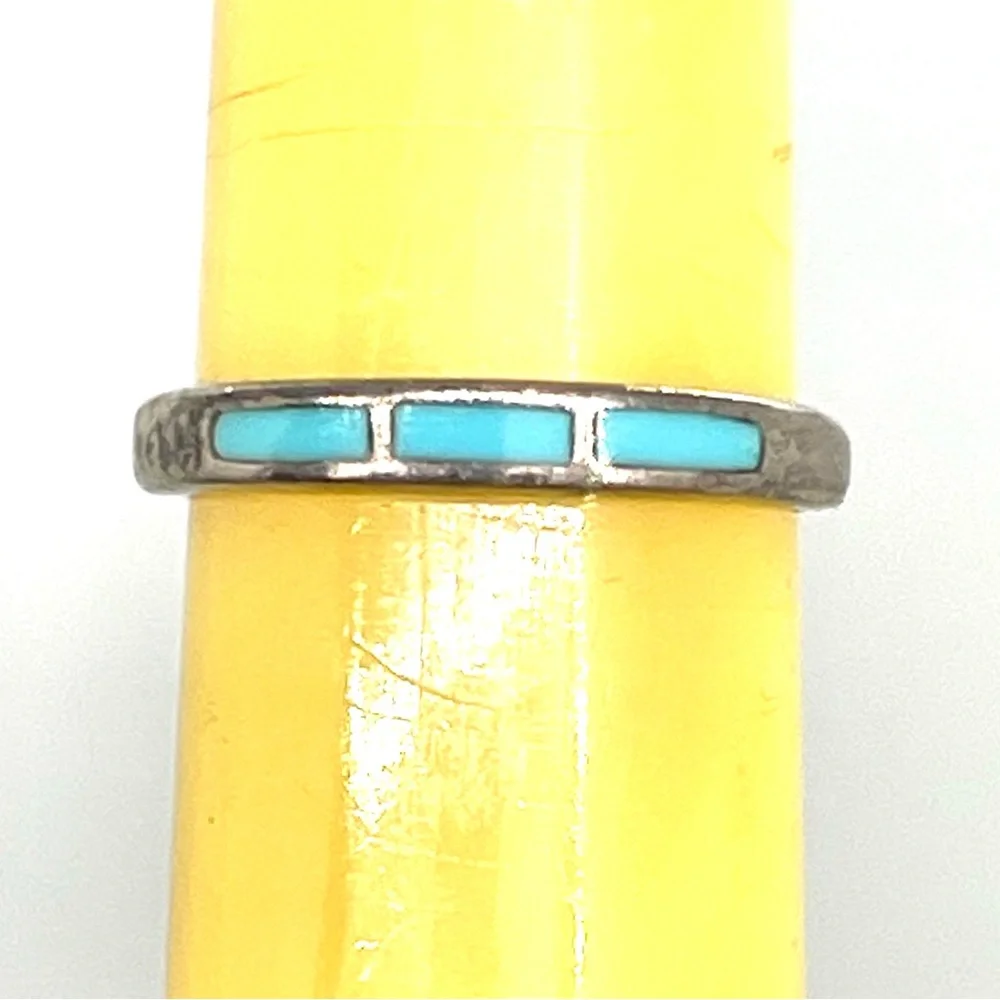 Very vintage sterling turquoise, stackable ring